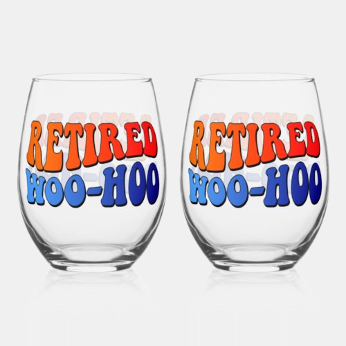 Retired Woo Hoo Vintage Groovy Text Stemless Wine Glass