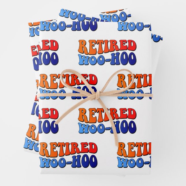 Retired Woo Hoo Vintage Groovy Text Wrapping Paper Sheets (In situ)