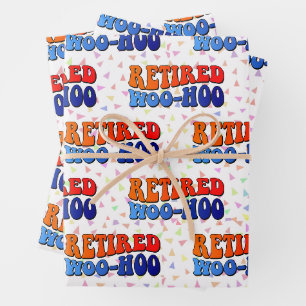 Retired Woo Hoo Vintage Retirement Wrapping Paper Sheets