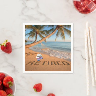 Retired Written in Sand Tropical Florida Beach Napkins