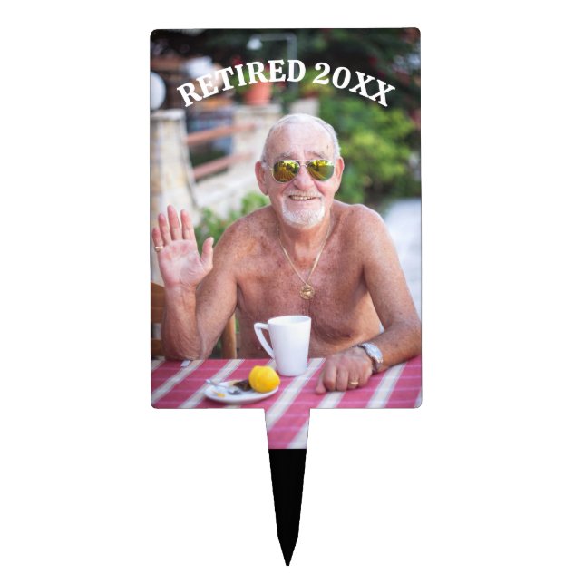 Retired Year Retirement Party Photo Cake Topper (Front)