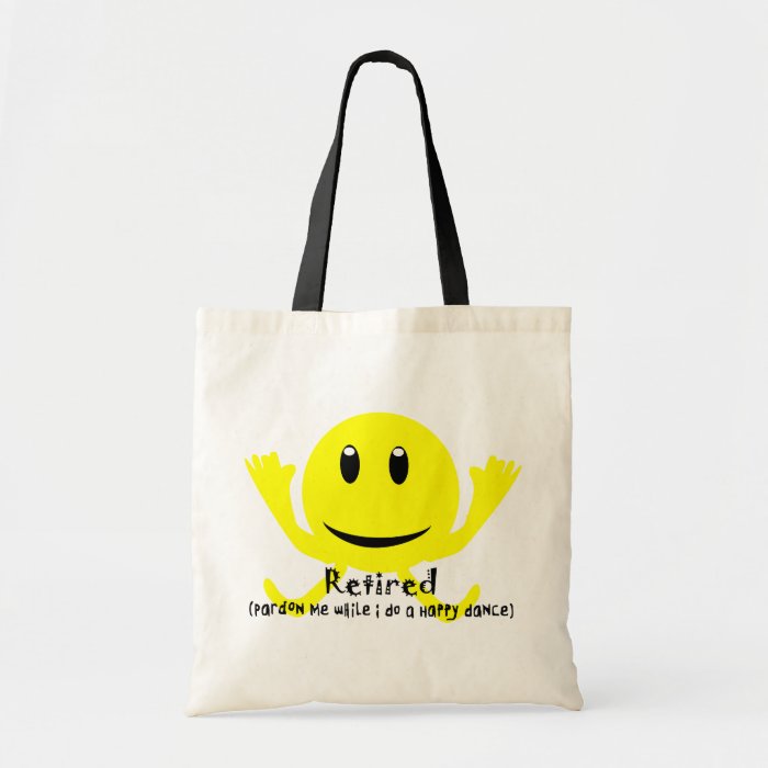 "Retired" YELLOW SMILEY HAPPY DANCE Canvas Bags