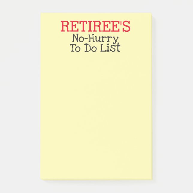 Retiree's humorous To do list Notes (Front)