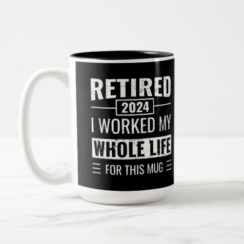 Retirement 2024 Funny Gifts Officially Retired Two_Tone Coffee Mug