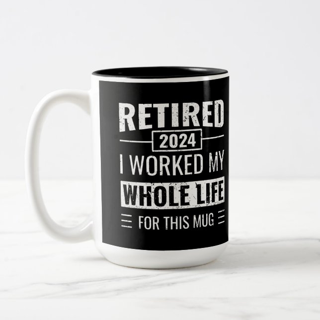 Retirement 2024 Funny Gifts Officially Retired Two-Tone Coffee Mug (Left)