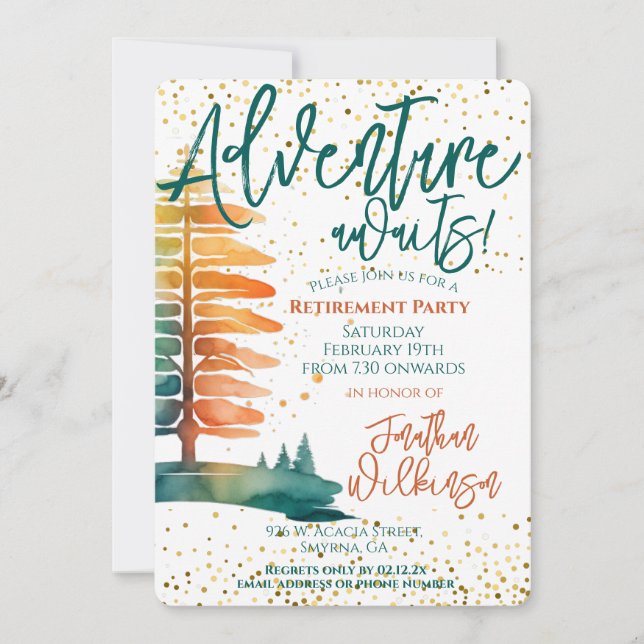 Retirement Adventure Awaits Party Invitation (Front)