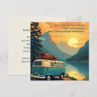 Retirement Adventure Camper Mountain Sunset Scene Note Card