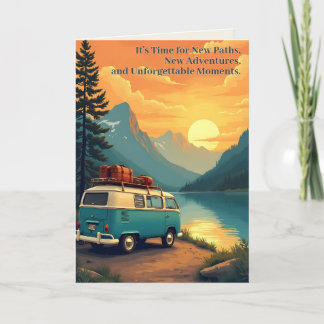 Retirement Adventure Camper Mountain Sunset Scene Thank You Card