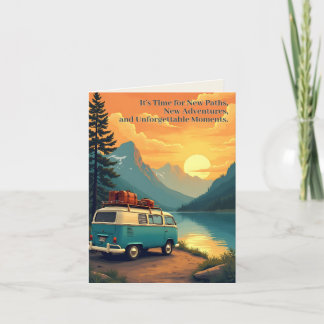 Retirement Adventure Camper Mountain Sunset Scene Thank You Card