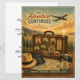 Retirement Adventure with Vintage Travel Suitcase