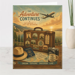 Retirement Adventure with Vintage Travel Suitcase Card
