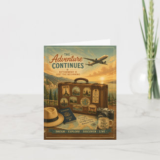 Retirement Adventure with Vintage Travel Suitcase Thank You Card