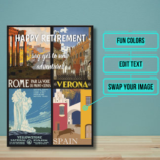 Retirement Adventures Vintage Travel Posters Card