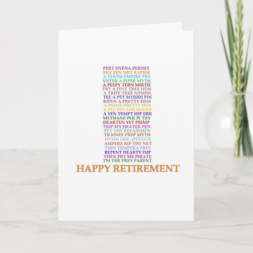Retirement Anagrams card