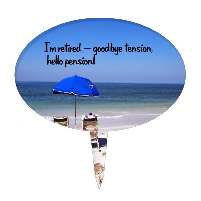 Retirement and a pension cake topper (Front)
