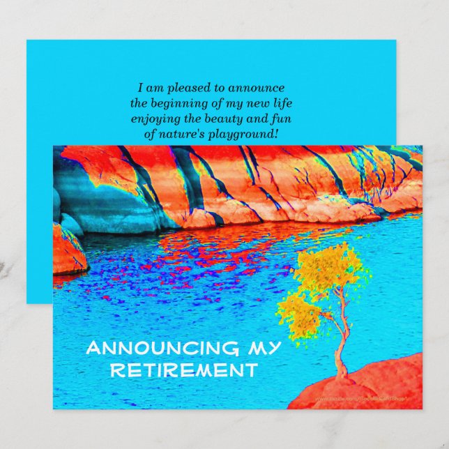 Retirement Announcement Colorful Mountain/LakeTree (Front/Back)