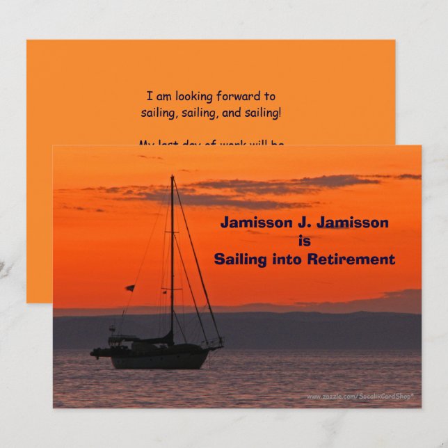 Retirement Announcement Sailing into retirement (Front/Back)