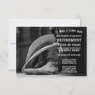 Retirement announcement with cowboy hat and boots