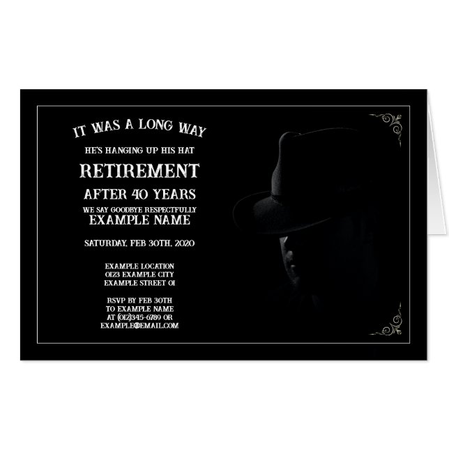 Retirement Announcement with Cowboy in Half Shadow Card (Front Horizontal)