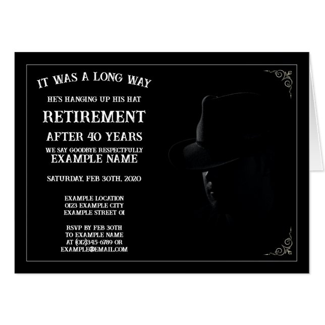 Retirement Announcement with Cowboy in Half Shadow Card (Front Horizontal)