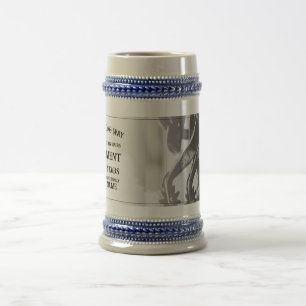 Retirement announcement with old spurs beer stein