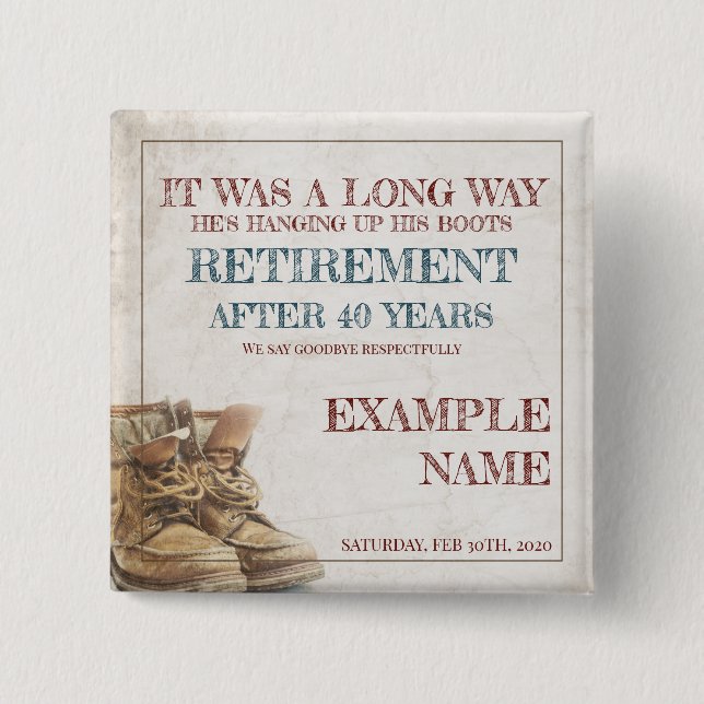 Retirement announcement with old spurs button (Front)