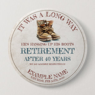 Retirement announcement with old spurs button