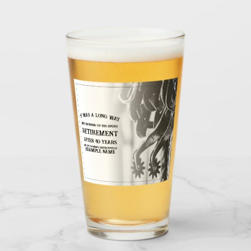 Retirement announcement with old spurs glass