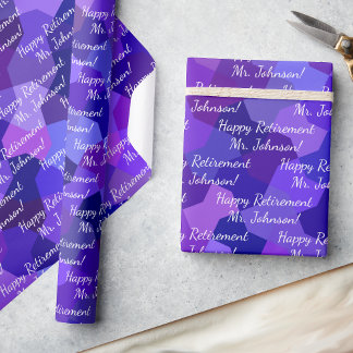 Retirement Any Text Add Your Words Purple Gift Wrapping Paper