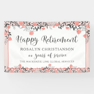 Retirement ANY Year Rose Gold Blush Floral Banner