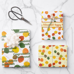 Retirement Autumn Color Aspen Leaves Custom  Wrapping Paper Sheets