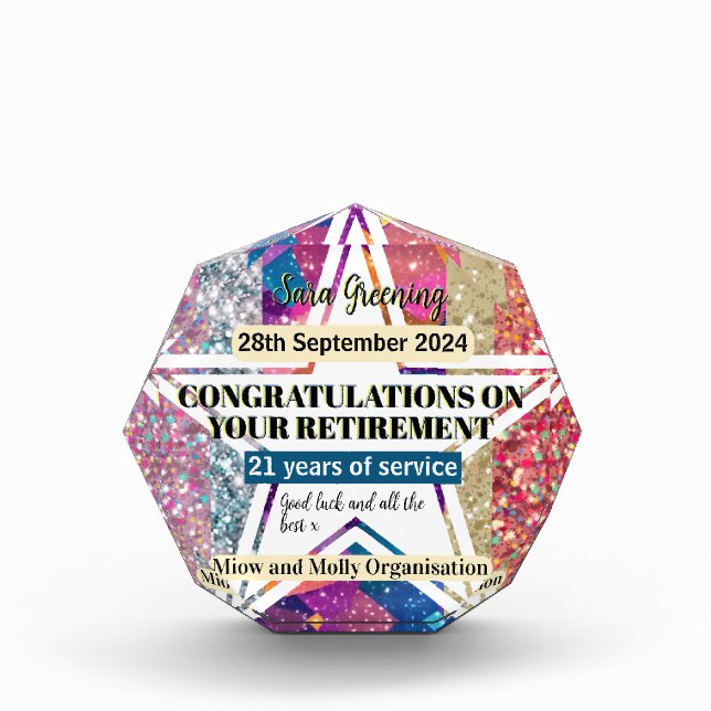 Retirement award Long Service recognition gift (Front)