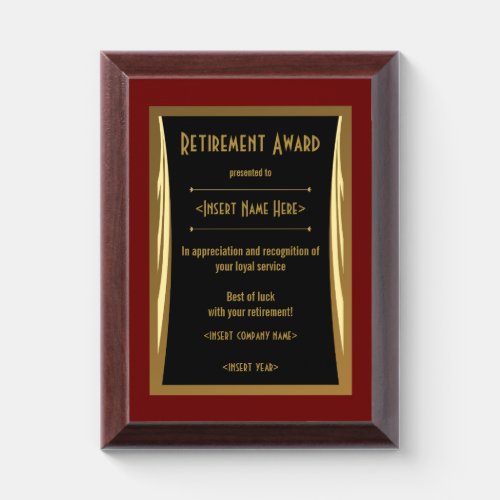 Retirement Award Plaque