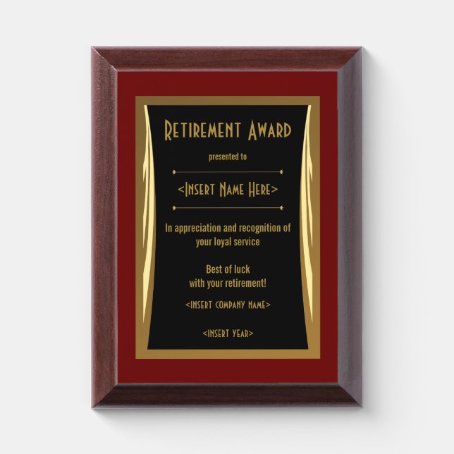 Retirement Award Plaque (Vertical)