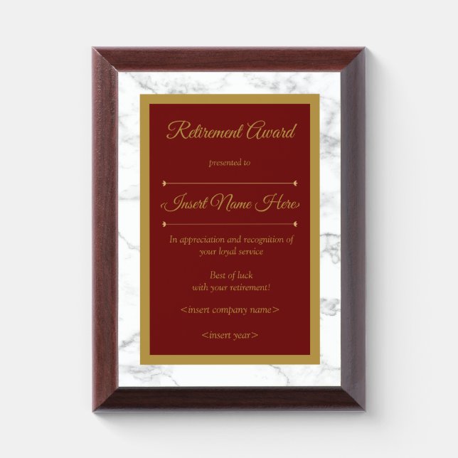 Retirement Award Plaque (Vertical)