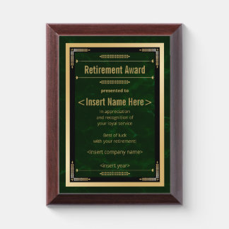 Retirement Award Plaque