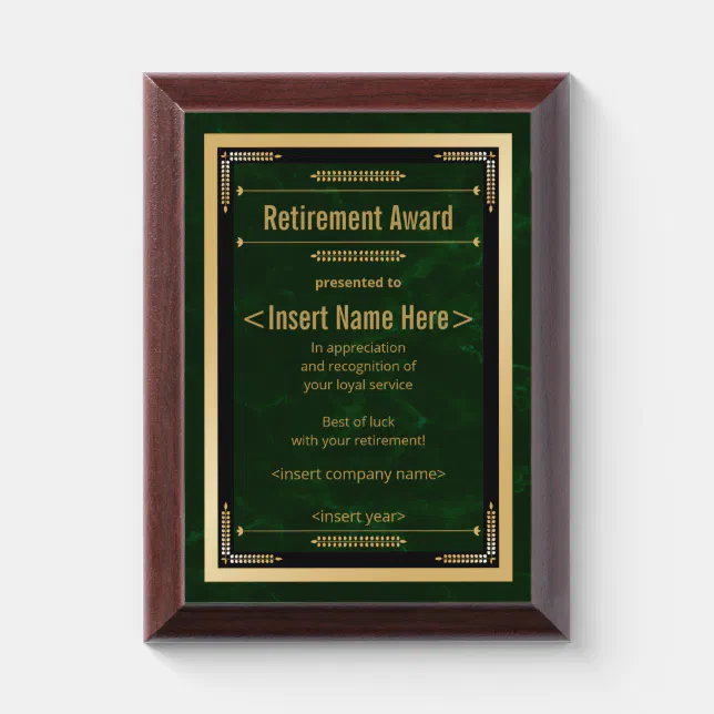 Retirement Award Plaque Zazzle