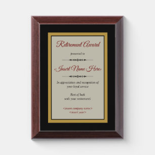 Retirement Award Plaque