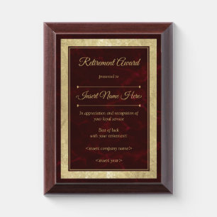 Retirement Award Plaque