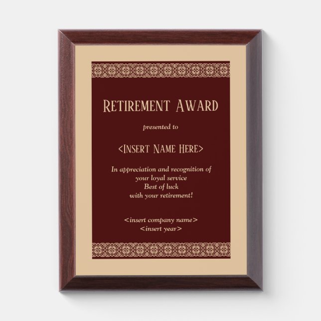 Retirement Award Plaque (Vertical)