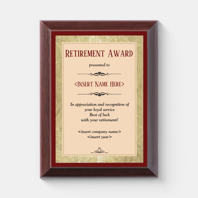 Retirement Award Plaque (Vertical)