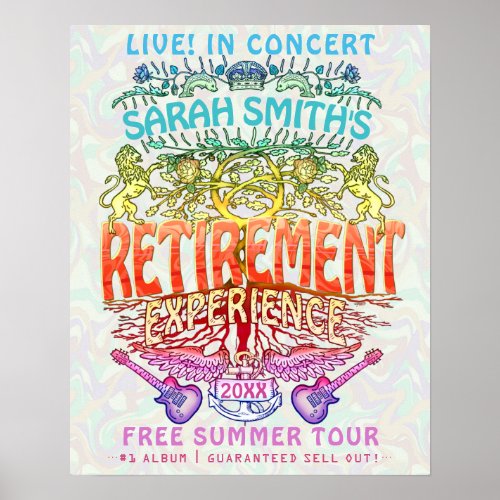 Retirement Band Concert Welcome Neon Retro 70s Poster