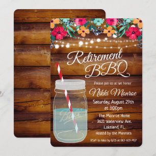 Retirement BBQ Mason Jar Invitation