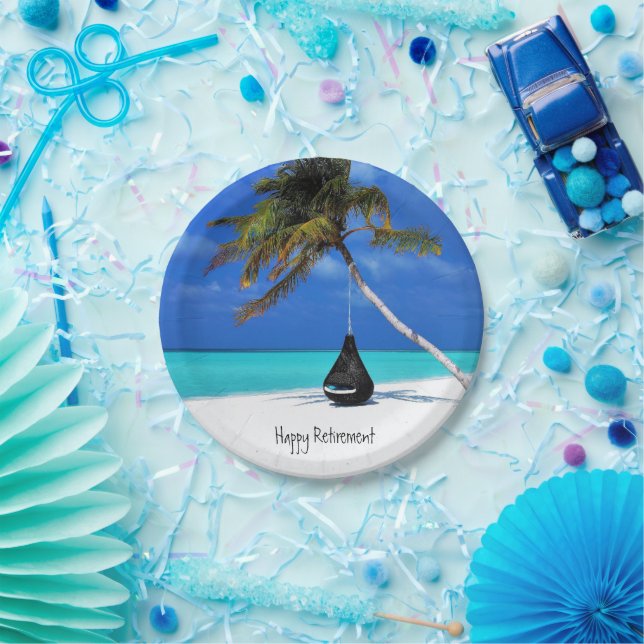 Retirement/Beach and Palm Tree Paper Plates (Party)