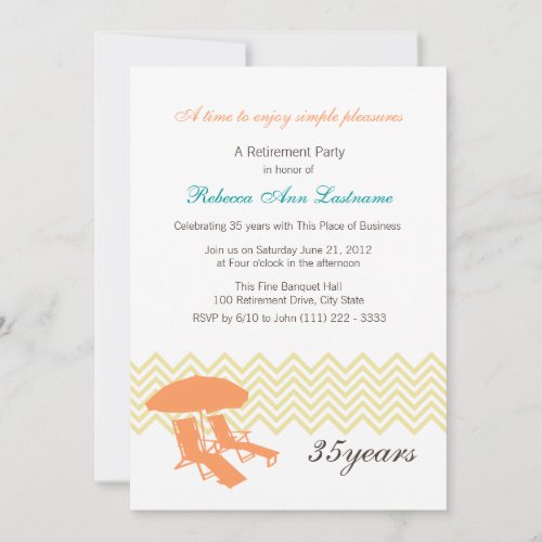 Retirement Beach Chairs and Umbrella Personalized Announcements