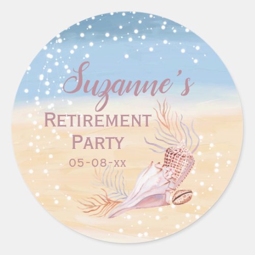 Retirement Beach Coastal Party Classic Round Sticker