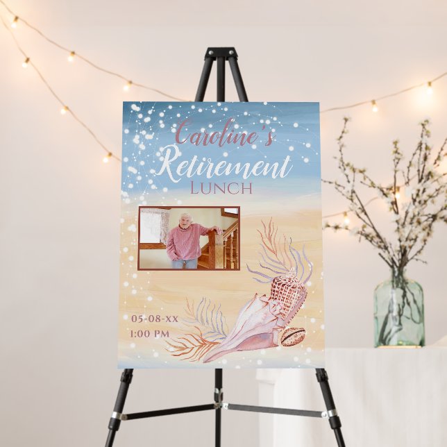 Retirement Beach Coastal Party Custom Foam Board (In Situ (Stand))