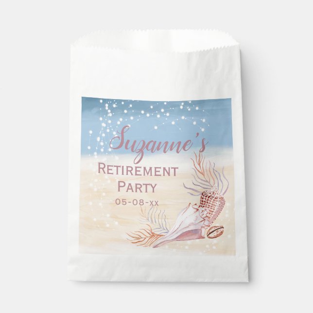 Retirement Beach Coastal Party  Favor Bag (Front)