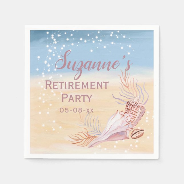 Retirement Beach Coastal Party  Napkins (Front)