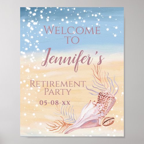 Retirement Beach Coastal Party Welcome  Poster